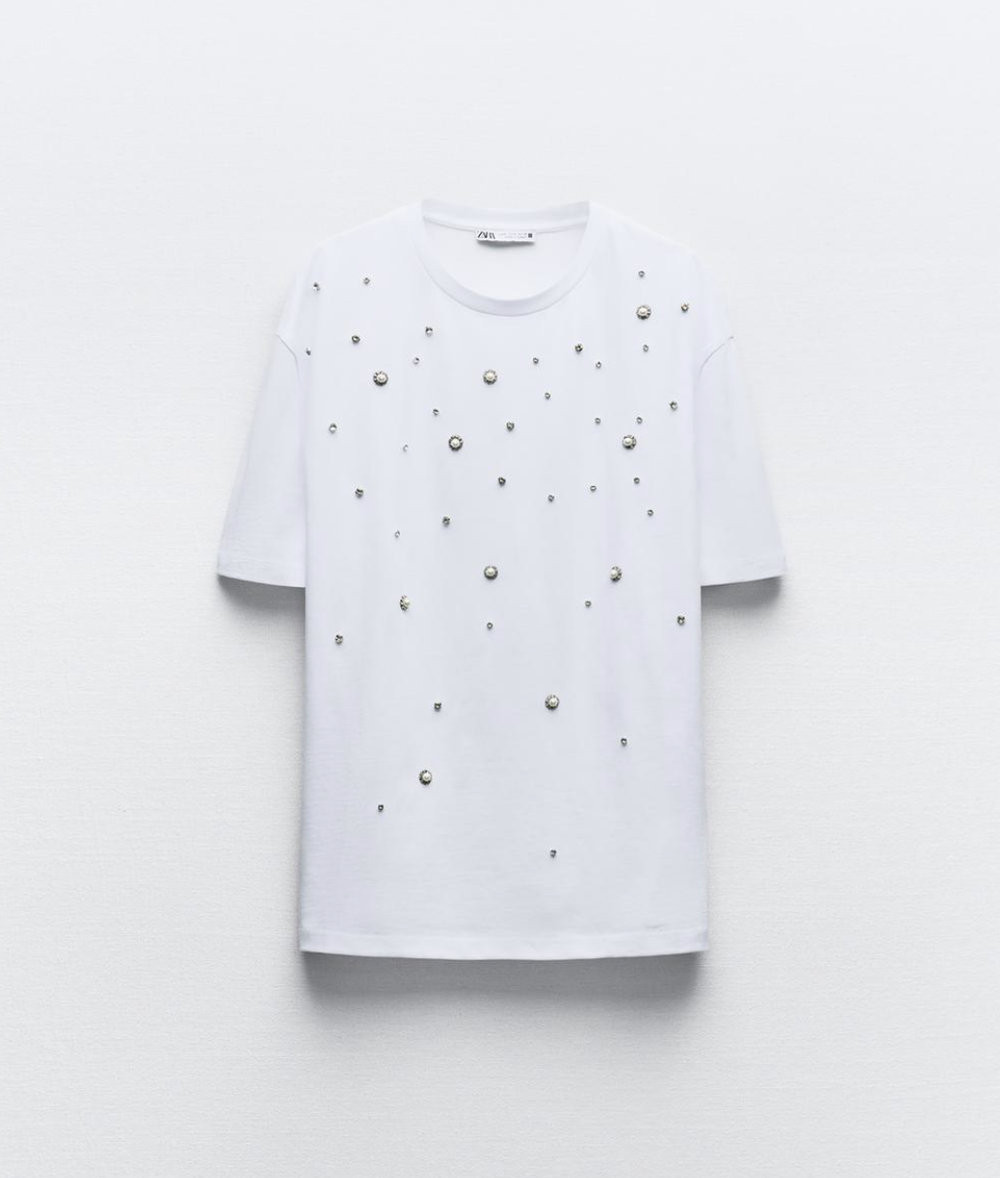 JERSEY Tシャツ WITH JEWEL DETAIL Zara Jewel T-Shirt — UFO No More